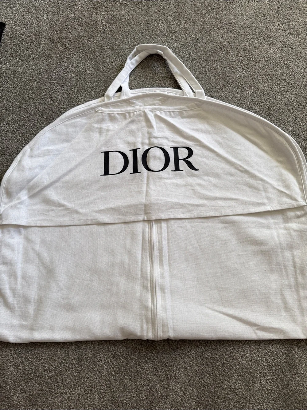 Dior White Heavy Cotton Logo Garment Bag